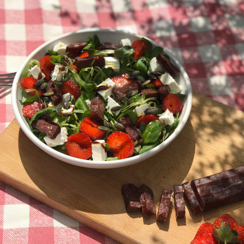 Recette de gibier : Salade d’été fraises et gendarme