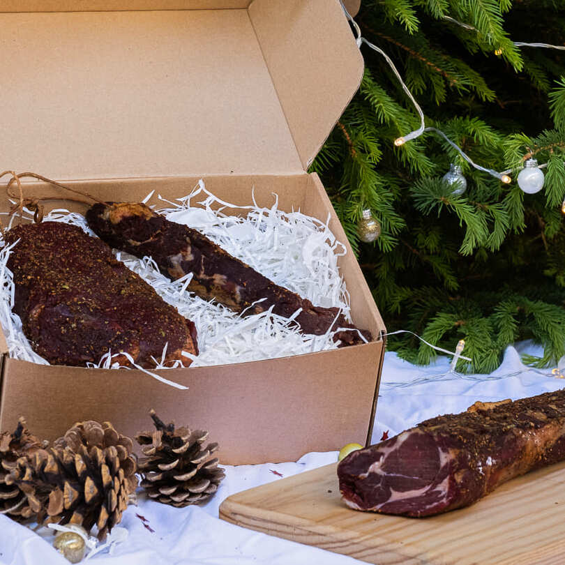 Coffret Entier - Jambon fumé de sanglier,  faux filet fumé, filet mignon de sanglier