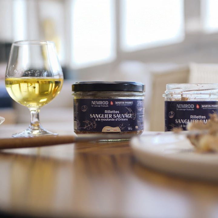 Rillettes de sanglier et moutarde Nemrod et Martin-Pouret