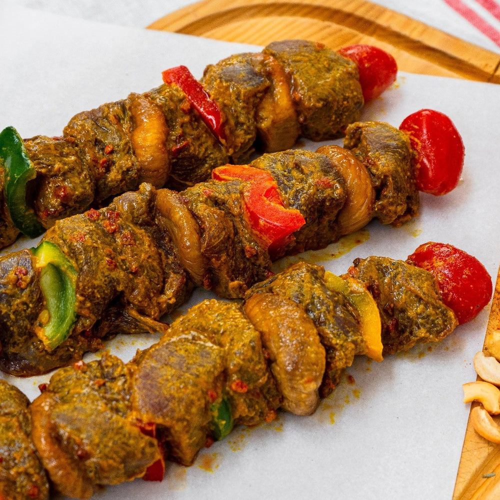 3 brochettes de sanglier au curry