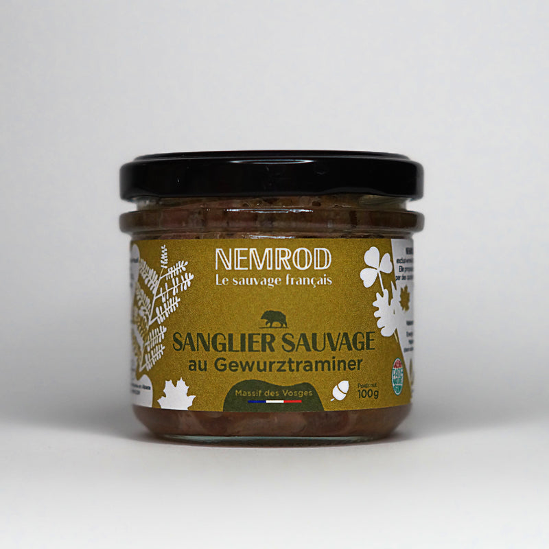 Terrine de Sanglier sauvage au Gewurztraminer sur fond blanc