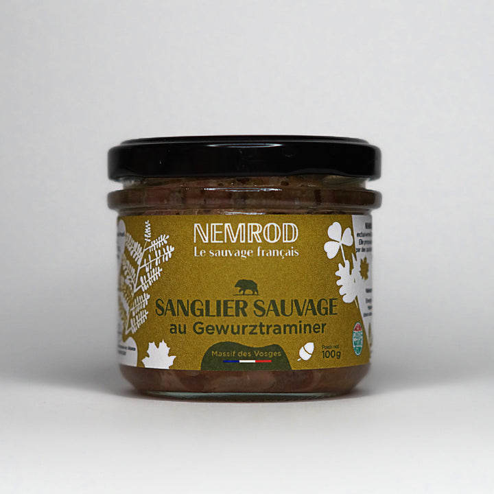 Terrine de Sanglier sauvage au Gewurztraminer sur fond blanc